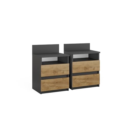 Vicco Nachttisch Monty, Anthrazit/Goldkraft Eiche, 2er Set Vicco Nachttisch Monty, Anthrazit/Goldkraft Eiche, 2er Set von Vicco