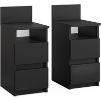 Vicco - Nachttisch Monty, Schwarz, 25 x 59.1 cm 2er Set von Vicco