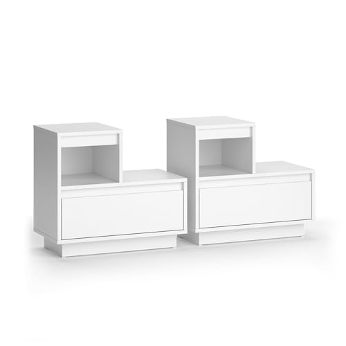 Vicco Nachttisch Tina, Nachtkommode, Weiß, 59.4 x 53.2 cm 2er Set von Vicco