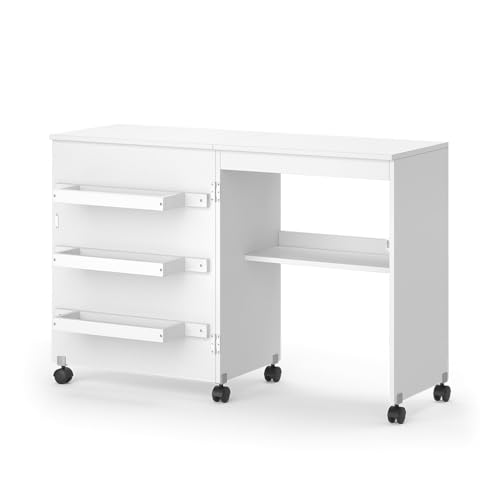 Vicco Nähtisch Carmen, Nähmaschinenschrank, Weiß, 118.5 x 79.5 cm mit 3 Regalen Vicco Nähtisch Carmen, Nähmaschinenschrank, Weiß, 118.5 x 79.5 cm mit 3 Regalen von Vicco