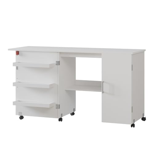 Vicco Nähtisch Carmen, Weiß, 148 x 75 cm mit 3 Regalfächer und Schrank Vicco Nähtisch Carmen, Weiß, 148 x 75 cm mit 3 Regalfächer und Schrank von Vicco