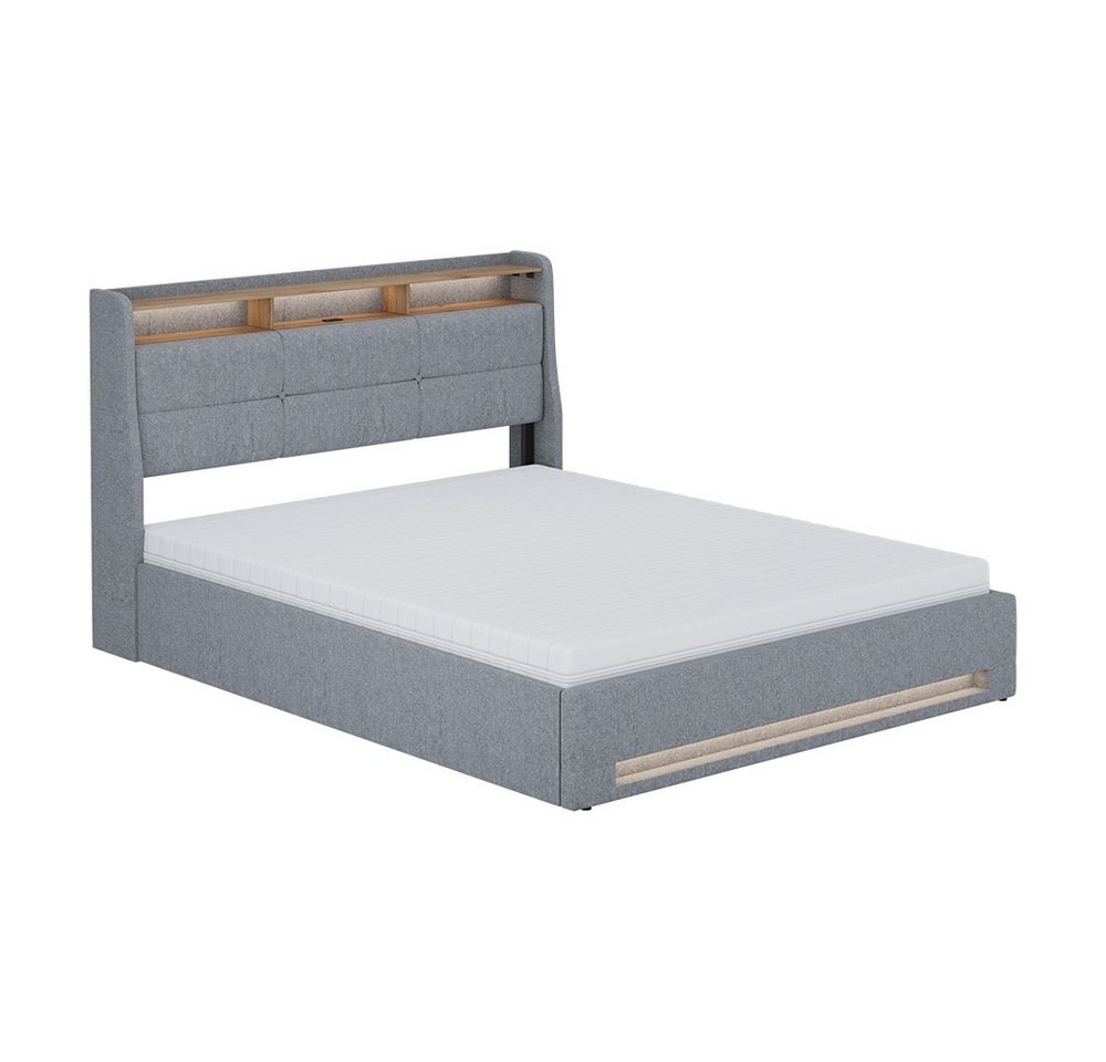 Vicco Polsterbett Christin, Grau/Eiche, 160x200 mit LED, USB-Anschluss & Matratze Vicco Polsterbett Christin, Grau/Eiche, 160x200 mit LED, USB-Anschluss & Matratze von Vicco