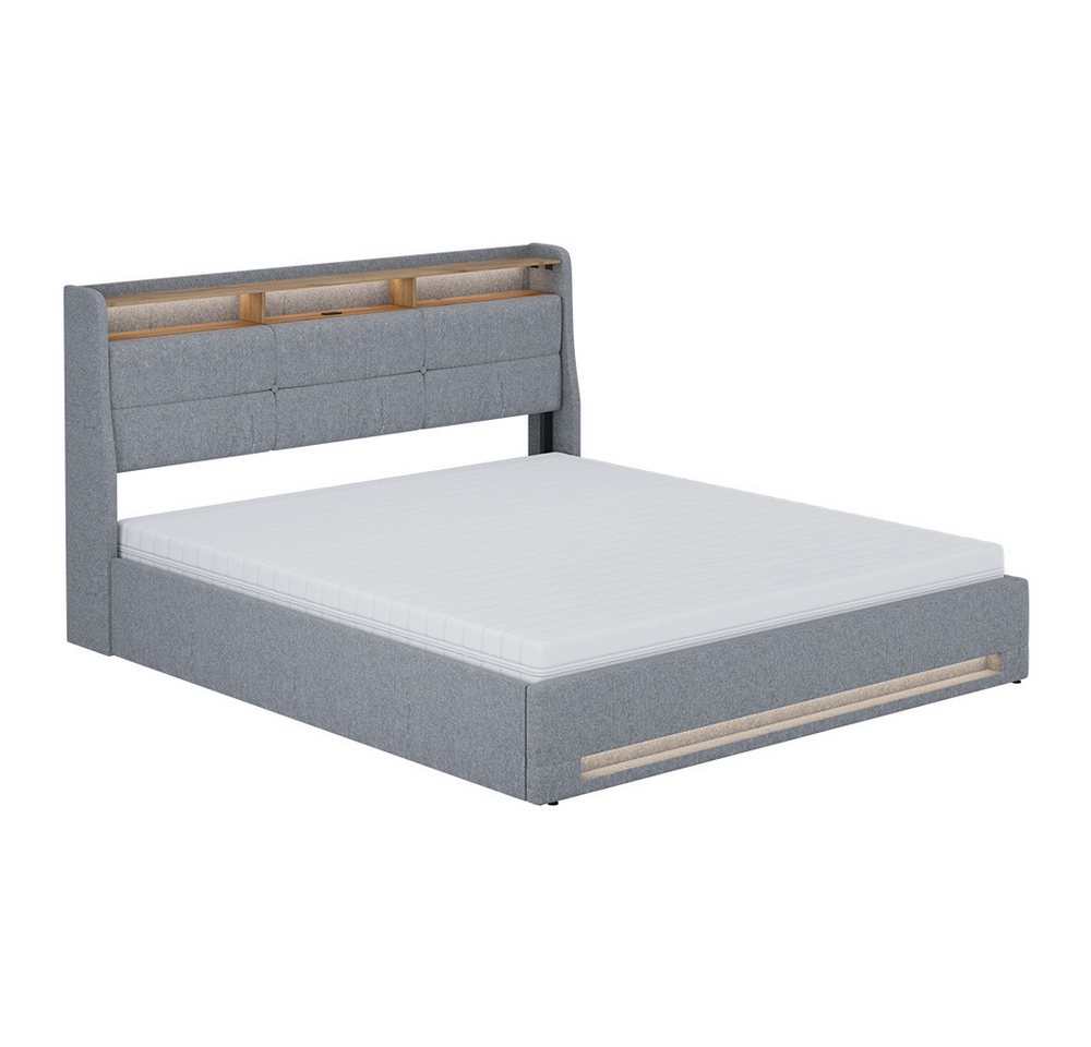 Vicco Polsterbett Christin, Grau/Eiche, 180x200 mit LED, USB-Anschluss & Matratze Vicco Polsterbett Christin, Grau/Eiche, 180x200 mit LED, USB-Anschluss & Matratze von Vicco