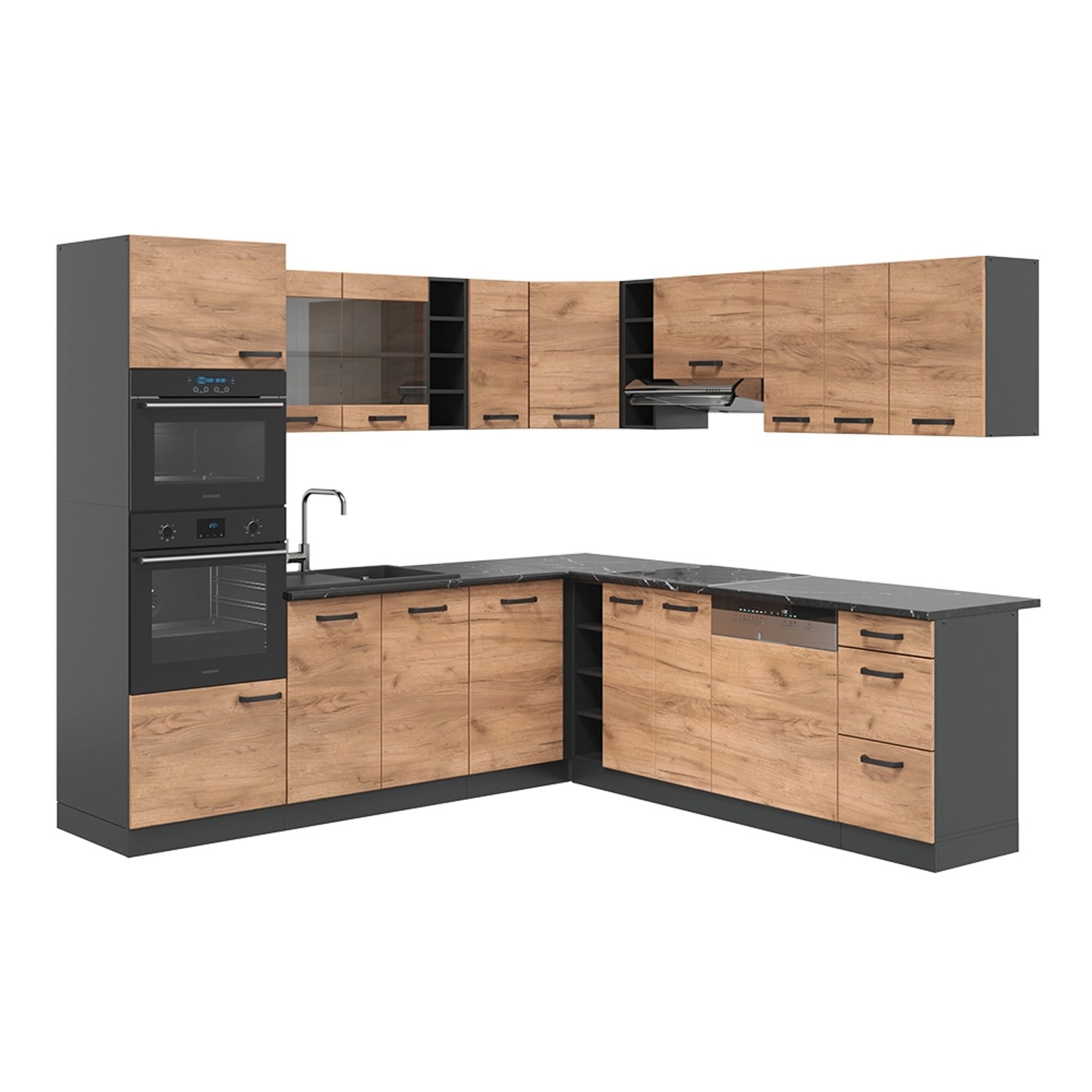 Vicco R-Line Eckküche Anthrazit/Goldkraft Eiche 237 x 247 cm AP Anthrazit Vicco R-Line Eckküche Anthrazit/Goldkraft Eiche 237 x 247 cm AP Anthrazit von Vicco
