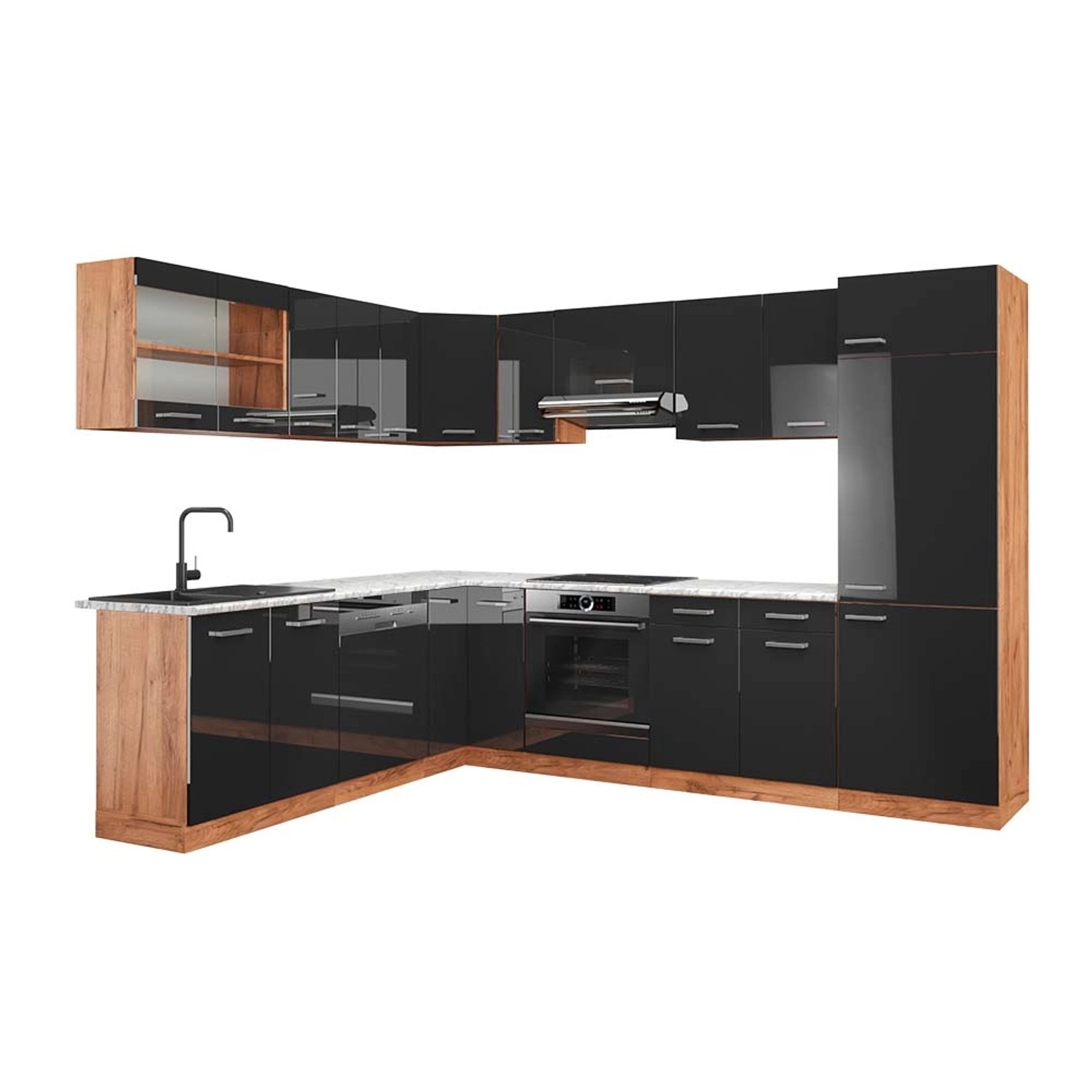 Vicco R-Line Eckküche Anthrazit Hochglanz/Goldkraft Eiche 227 x 287 cm AP Marmor Vicco R-Line Eckküche Anthrazit Hochglanz/Goldkraft Eiche 227 x 287 cm AP Marmor von Vicco