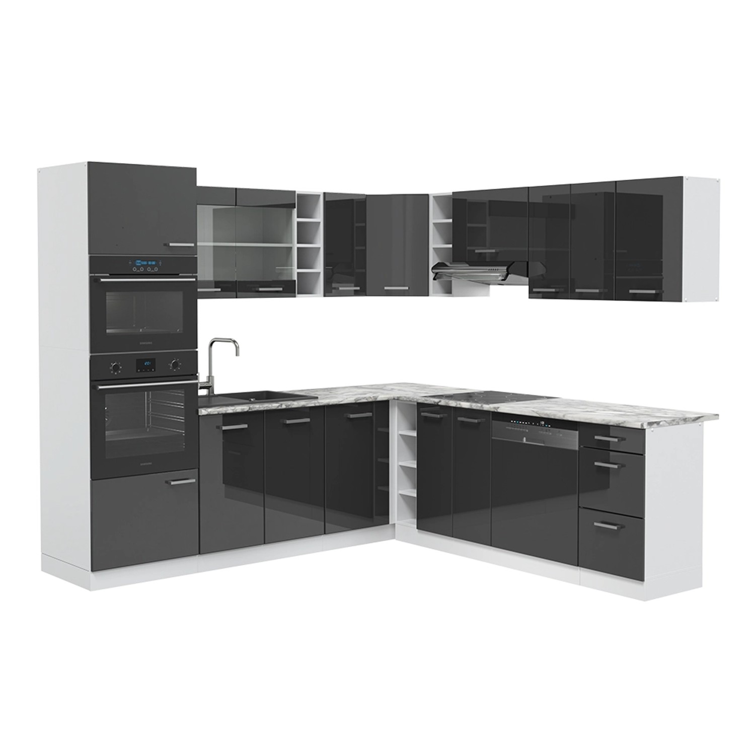 Vicco R-Line Eckküche Anthrazit Hochglanz/Weiß 237 x 60 cm AP Marmor Vicco R-Line Eckküche Anthrazit Hochglanz/Weiß 237 x 60 cm AP Marmor von Vicco
