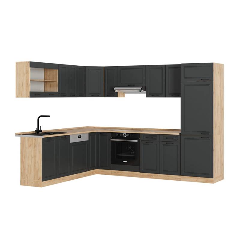 Vicco R-Line Eckküche Anthrazit Landhaus/Goldkraft Eiche 227 x 287 cm AP Eiche von Vicco