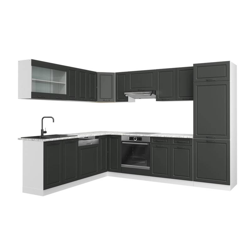 Vicco R-Line Eckküche Anthrazit Landhaus/Weiß 227 x 287 cm AP Marmor von Vicco