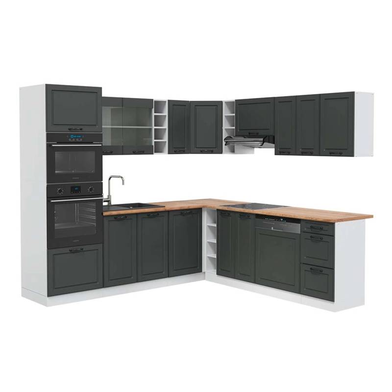 Vicco R-Line Eckküche Anthrazit Landhaus/Weiß 237 x 247 cm AP Eiche von Vicco