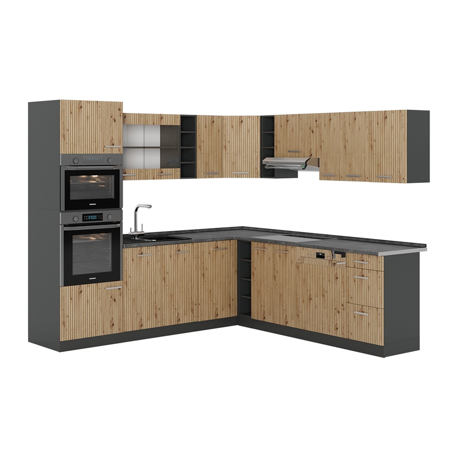 Vicco R-Line Eckküche Artisan Eiche/Anthrazit 237 x 247 cm ohne Arbeitsplatte Vicco R-Line Eckküche Artisan Eiche/Anthrazit 237 x 247 cm ohne Arbeitsplatte von Vicco