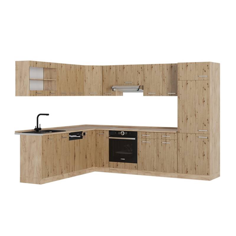 Vicco R-Line Eckküche Artisan-Eiche/Goldkraft Eiche 227 x 287 cm ohne Arbeitsplatte von Vicco