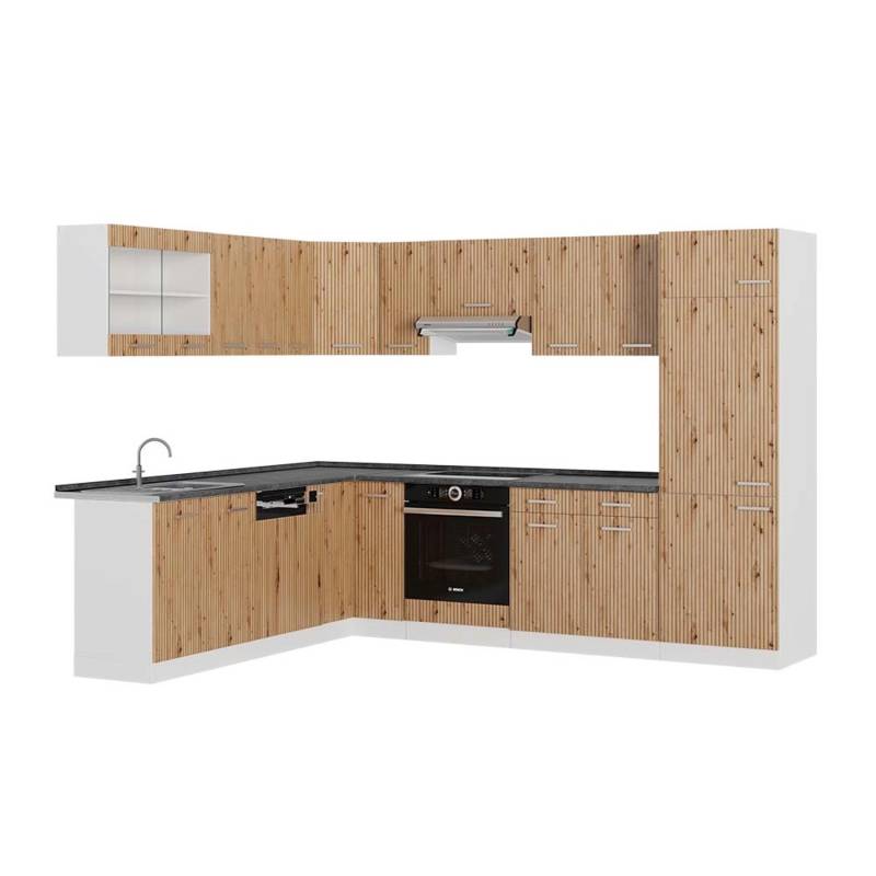 Vicco R-Line Eckküche Artisan Eiche/Weiß 227 x 287 cm AP Anthrazit von Vicco