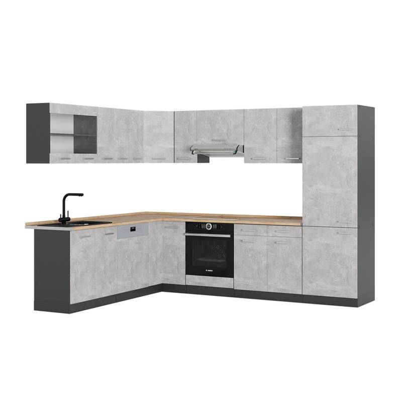 Vicco R-Line Eckküche Beton/Anthrazit 227 x 287 cm ohne Arbeitsplatte von Vicco