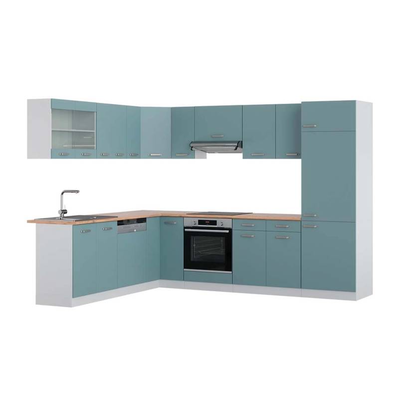 Vicco R-Line Eckküche Blau-Grau/Weiß 227 x 287 cm AP Eiche von Vicco