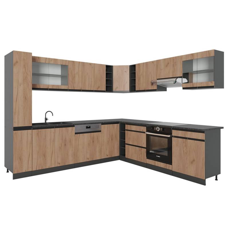 Vicco R-Line Eckküche Goldkraft Eiche 257 x 60 cm J-Shapeohne Arbeitsplatte Vicco R-Line Eckküche Goldkraft Eiche 257 x 60 cm J-Shapeohne Arbeitsplatte von Vicco