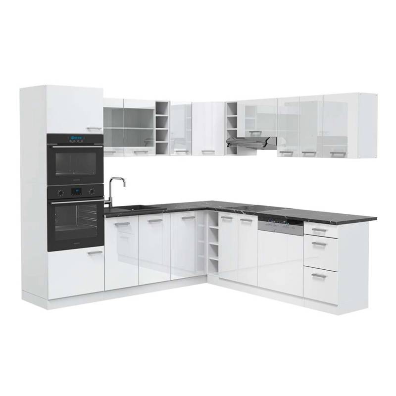 Vicco R-Line Eckküche Weiß Hochglanz/Weiß 237 x 247 cm AP Anthrazit von Vicco