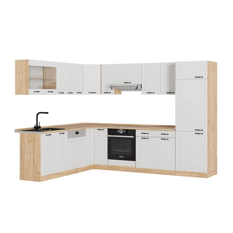 Vicco R-Line Eckküche Weiß Landhaus/Goldkraft Eiche 227 x 287 cm AP Eiche von Vicco