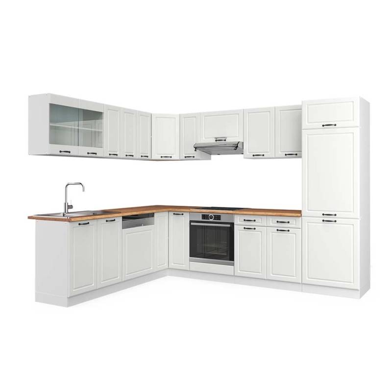 Vicco R-Line Eckküche Weiß Landhaus/Weiß 227 x 287 cm AP Eiche von Vicco