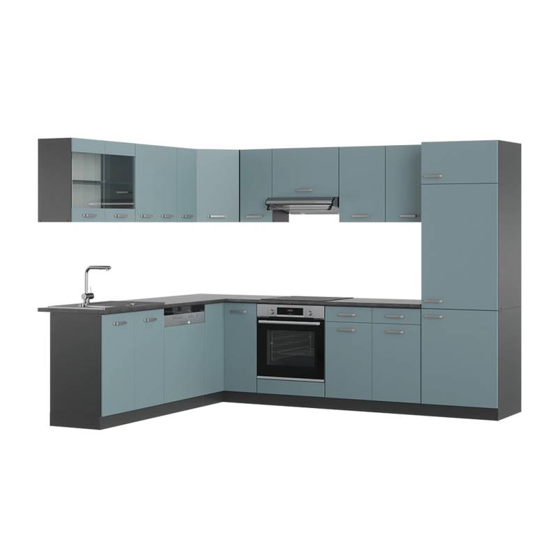 Vicco R-Line Einbauküche Blau-Grau/Anthrazit 227 x 287 cm ohne Arbeitsplatte von Vicco