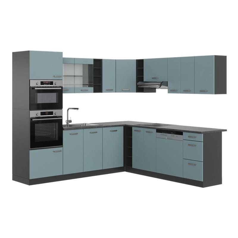 Vicco R-Line Einbauküche Blau-Grau/Anthrazit 237 x 60 cm ohne Arbeitsplatte von Vicco