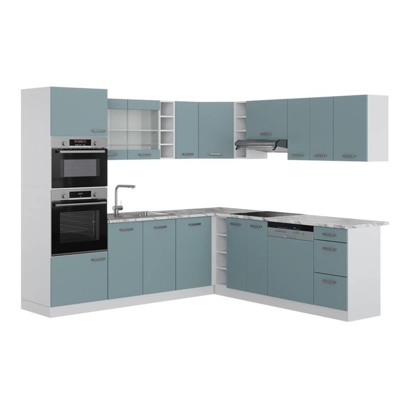 Vicco R-Line Einbauküche Blau-Grau/Weiß 237 x 60 cm ohne Arbeitsplatte von Vicco