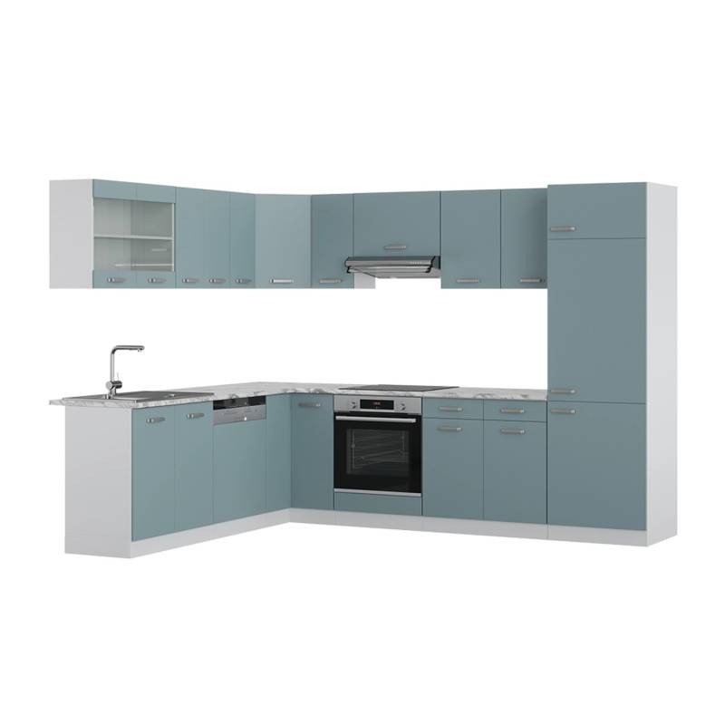 Vicco R-Line Einbauküche Blau-Grau 227 x 287 cm ohne Arbeitsplatte von Vicco