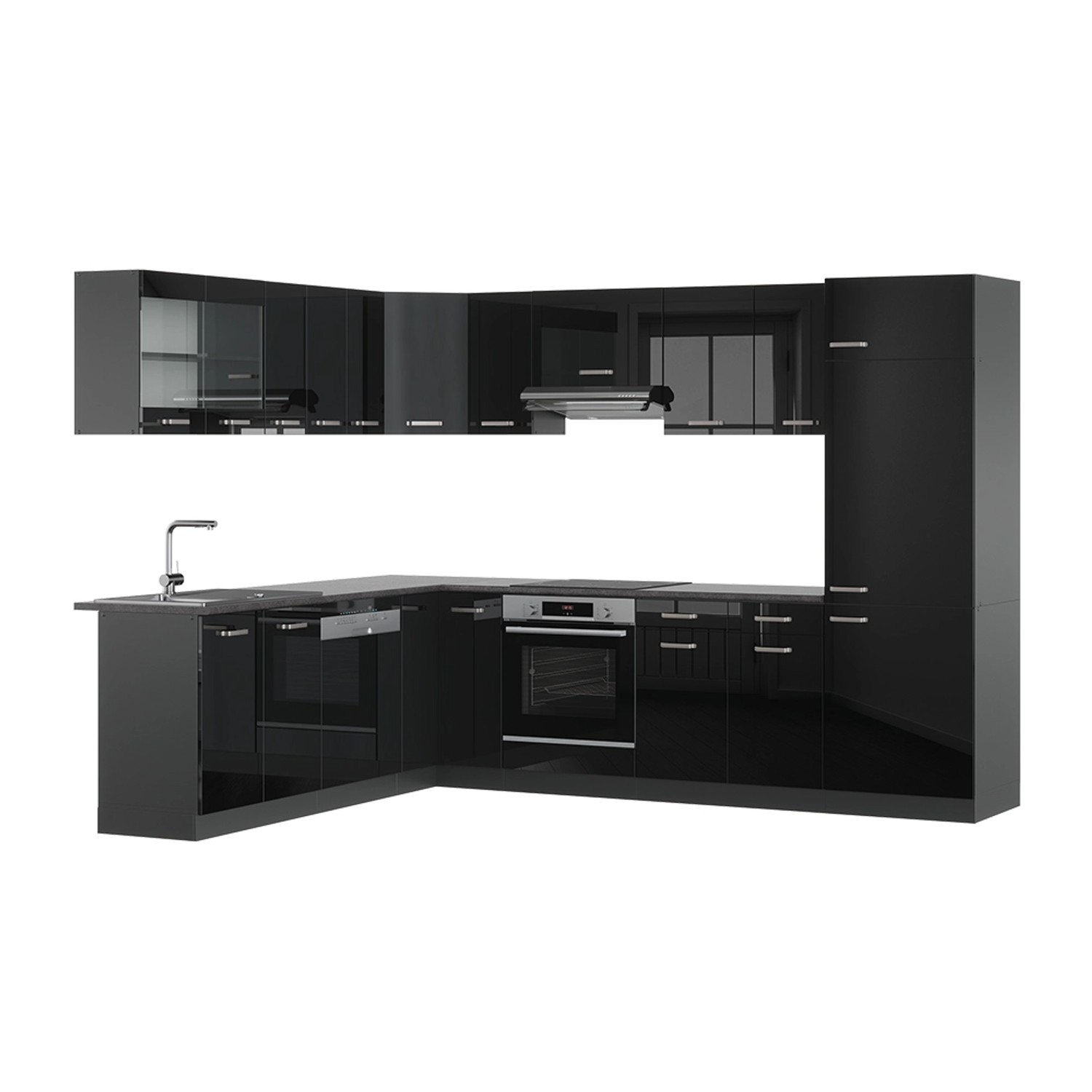 Vicco R-Line Einbauküche Schwarz Hochglanz/Anthrazit 227 x 287 cm ohne Arbeitsplatte Vicco R-Line Einbauküche Schwarz Hochglanz/Anthrazit 227 x 287 cm ohne Arbeitsplatte von Vicco