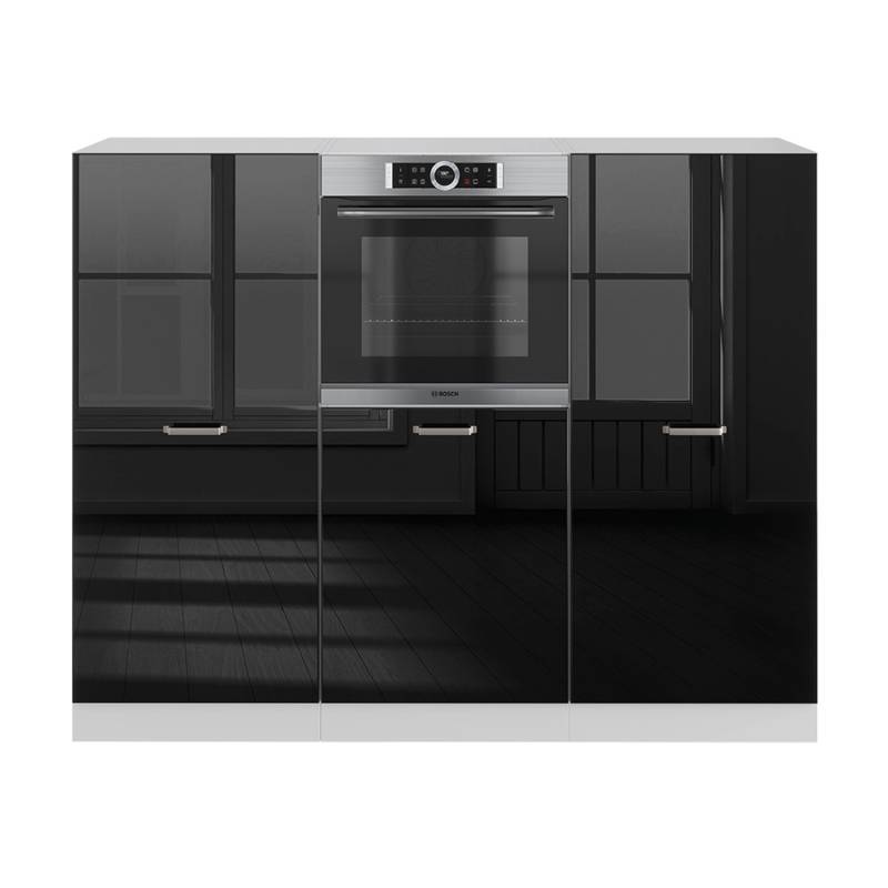 Vicco R-Line Einbauküche Schwarz Hochglanz/Weiß 180 cm ohne Arbeitsplatte von Vicco