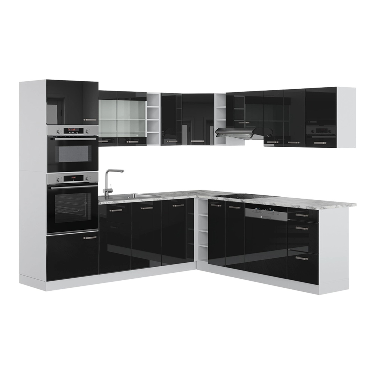 Vicco R-Line Einbauküche Schwarz Hochglanz/Weiß 237 x 60 cm ohne Arbeitsplatte Vicco R-Line Einbauküche Schwarz Hochglanz/Weiß 237 x 60 cm ohne Arbeitsplatte von Vicco
