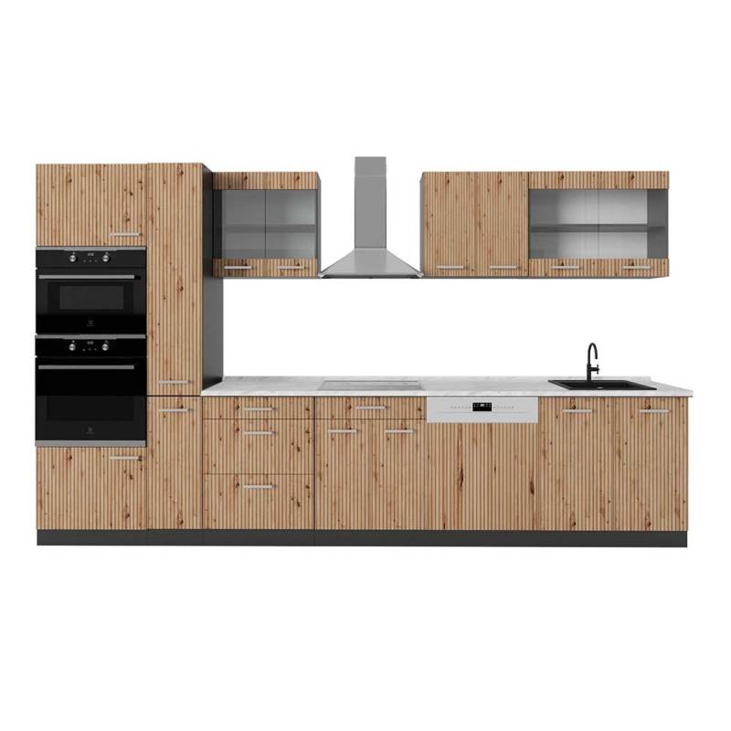 Vicco R-Line Küche Artisan Eiche/Anthrazit 350 cm mit HochschrankAP Marmor von Vicco