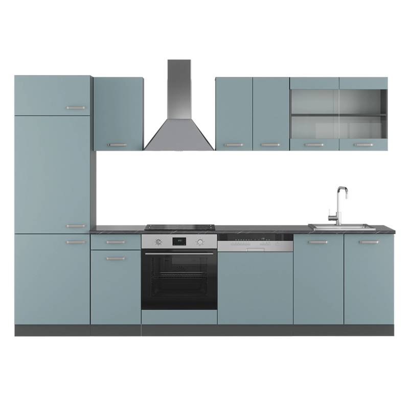 Vicco R-Line Küche Blau-Grau/Anthrazit 300 cm ohne Arbeitsplatte von Vicco