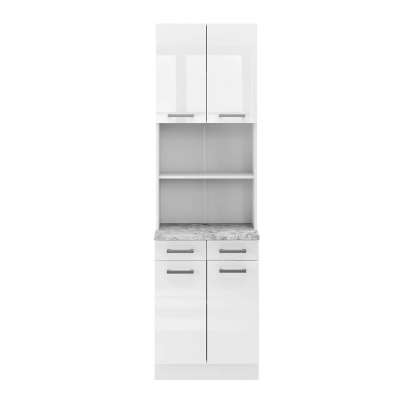 Vicco R-Line Küchenblock Weiß Hochglanz 60 cm AP Marmor von Vicco