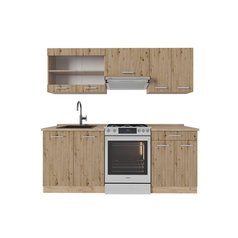 Vicco R-Line Küchenzeile Artisan-Eiche/Goldkraft Eiche 200 cm AP Eiche von Vicco