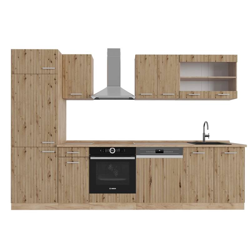 Vicco R-Line Küchenzeile Artisan-Eiche/Goldkraft Eiche 300 cm ohne Arbeitsplatte von Vicco