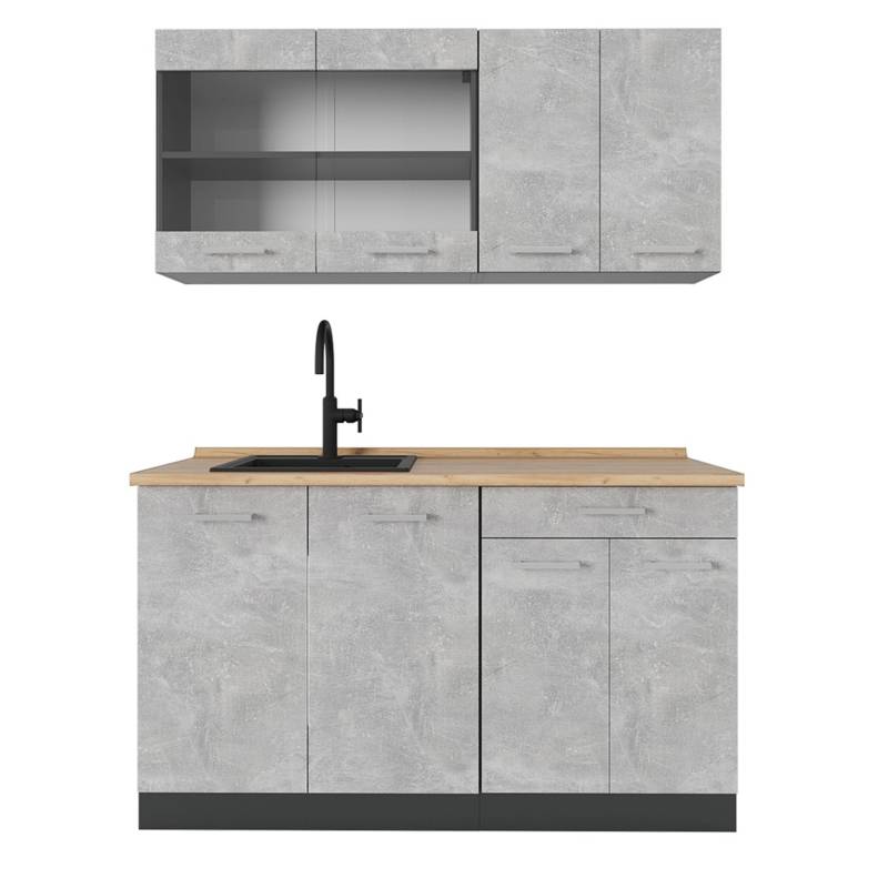 Vicco R-Line Küchenzeile Beton/Anthrazit 140 cm AP Eiche von Vicco