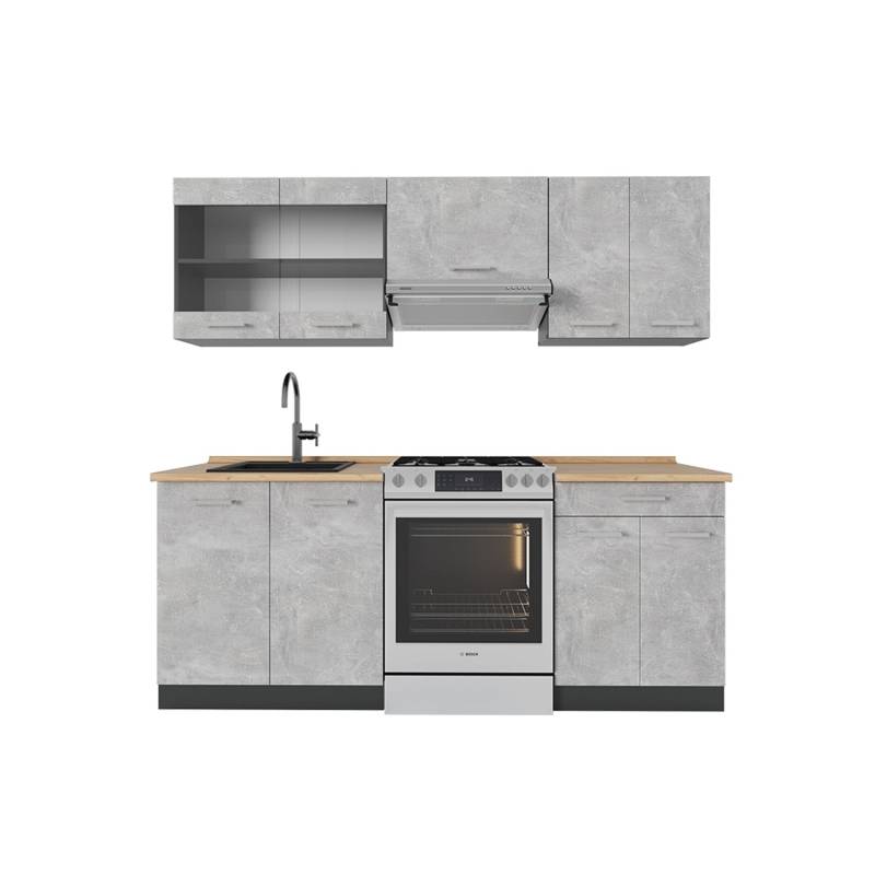 Vicco R-Line Küchenzeile Beton/Anthrazit 200 cm ohne Arbeitsplatte von Vicco