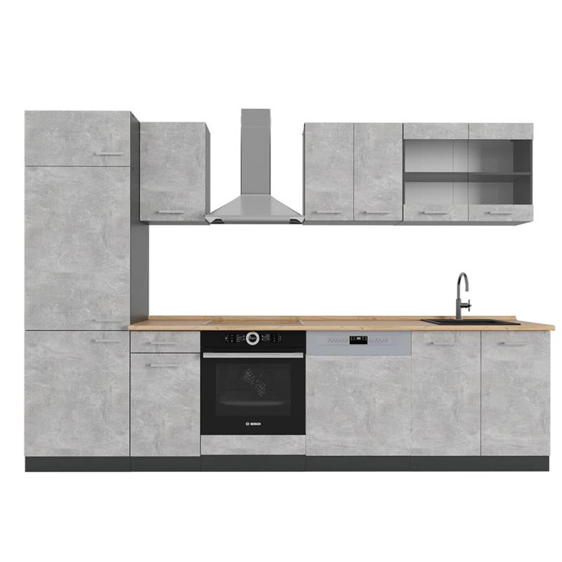 Vicco R-Line Küchenzeile Beton/Anthrazit 300 cm ohne Arbeitsplatte von Vicco
