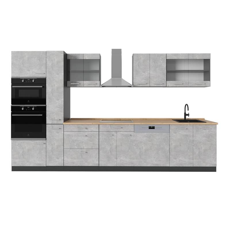 Vicco R-Line Küchenzeile Beton/Anthrazit 350 cm AP Eiche von Vicco