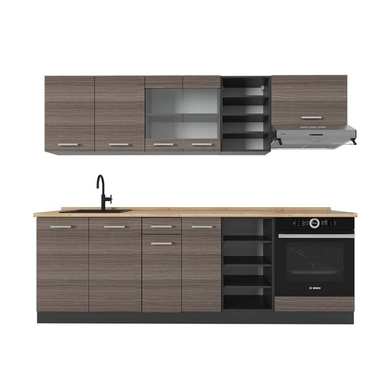 Vicco R-Line Küchenzeile Edelgrau/Anthrazit 240 cm ohne Arbeitsplatte von Vicco