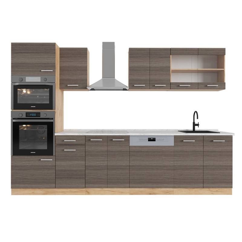 Vicco R-Line Küchenzeile Edelgrau/Goldkraft Eiche 300 cm mit HochschrankAP Marmor Vicco R-Line Küchenzeile Edelgrau/Goldkraft Eiche 300 cm mit HochschrankAP Marmor von Vicco
