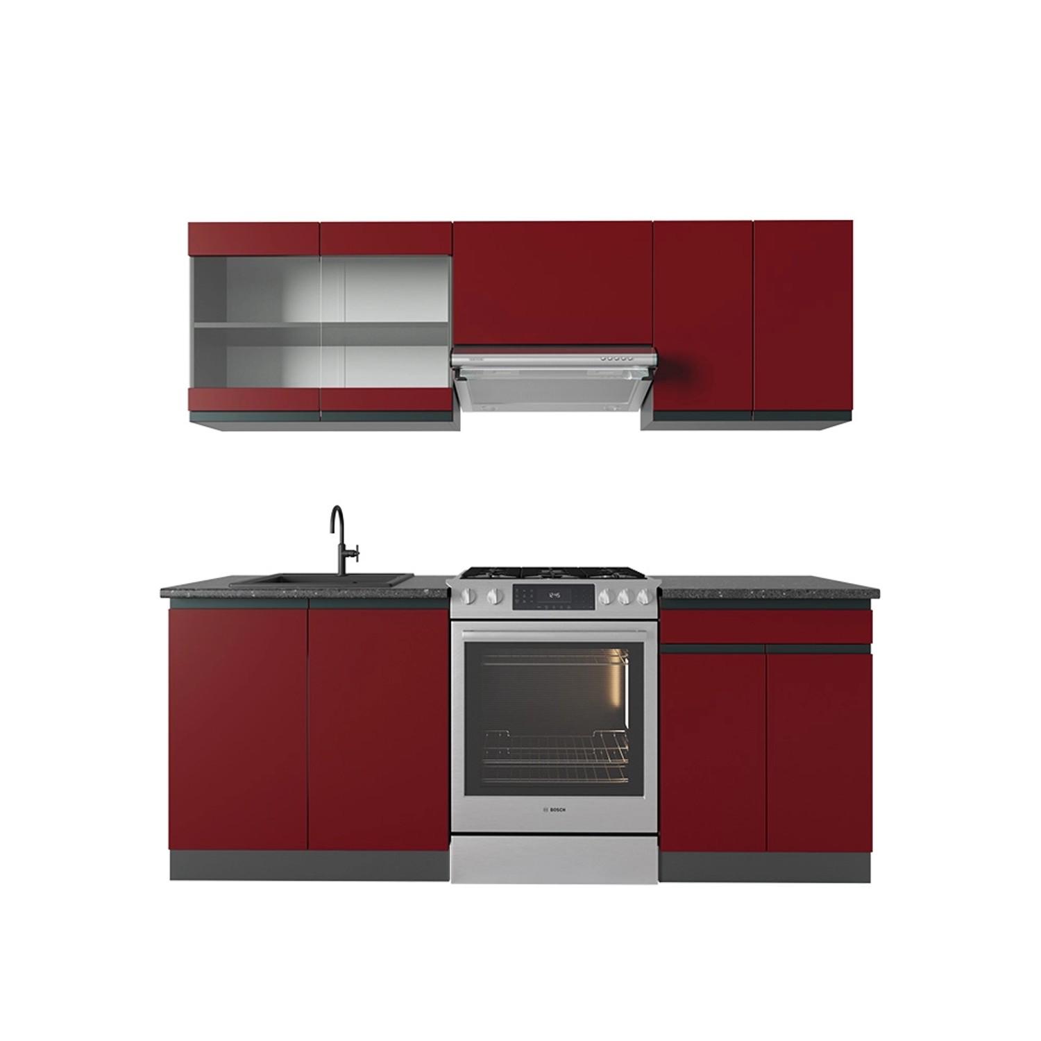 Vicco R-Line Küchenzeile Rot/Anthrazit 200 cm J-Shape Vicco R-Line Küchenzeile Rot/Anthrazit 200 cm J-Shape von Vicco