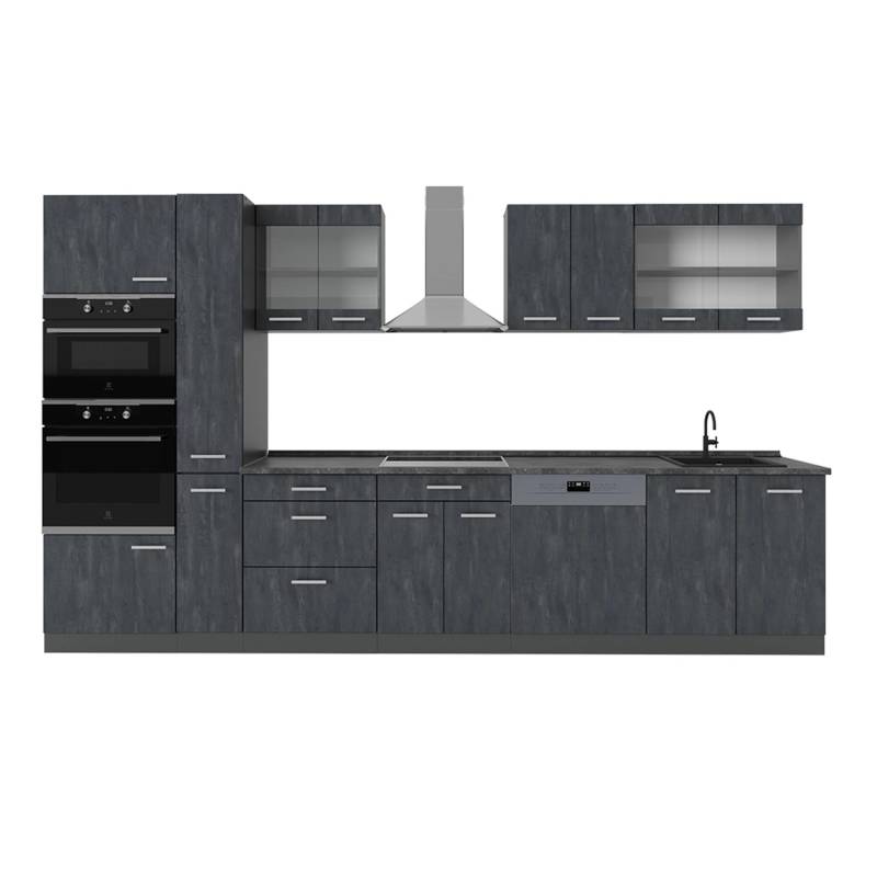 Vicco R-Line Küchenzeile Schwarz Beton/Anthrazit 350 cm AP Anthrazit von Vicco