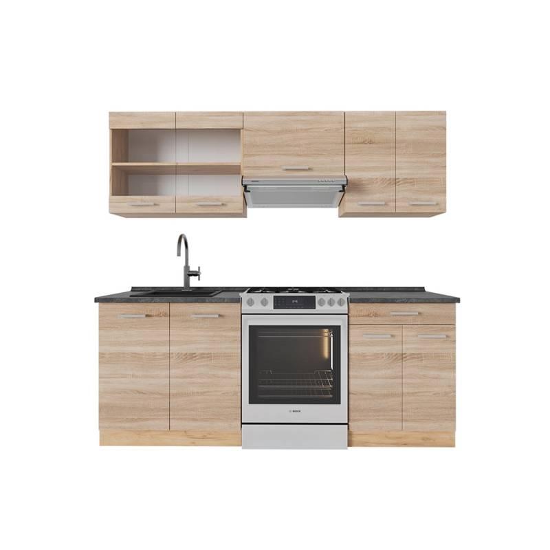 Vicco R-Line Küchenzeile Sonoma/Goldkraft Eiche 200 cm AP Anthrazit von Vicco