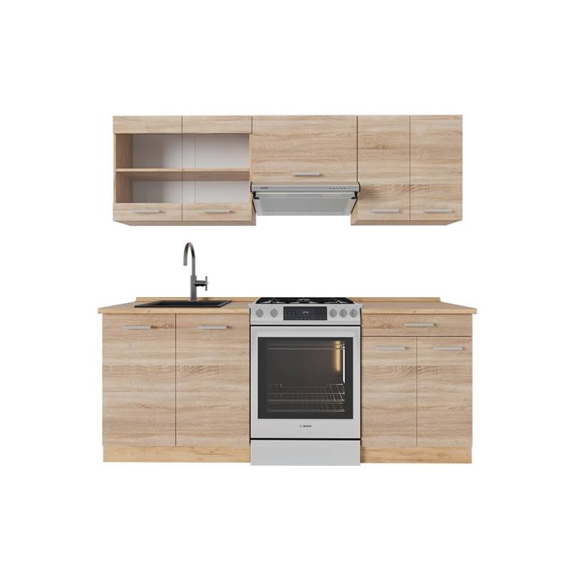Vicco R-Line Küchenzeile Sonoma/Goldkraft Eiche 200 cm ohne Arbeitsplatte von Vicco