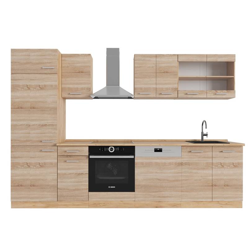 Vicco R-Line Küchenzeile Sonoma/Goldkraft Eiche 300 cm ohne Arbeitsplatte von Vicco