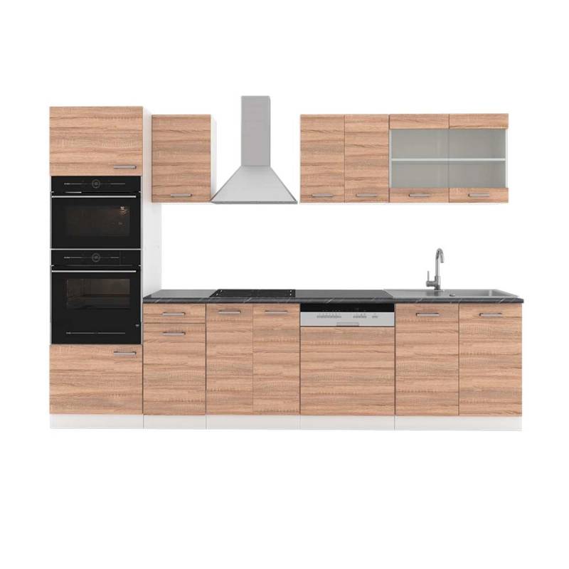 Vicco R-Line Küchenzeile Sonoma/Weiß 300 cm mit HochschrankAP Anthrazit von Vicco