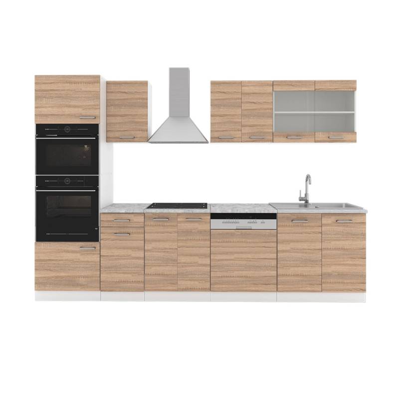 Vicco R-Line Küchenzeile Sonoma 300 cm mit Hochschrankohne Arbeitsplatte von Vicco