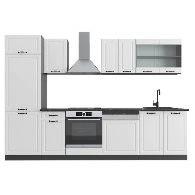 Vicco R-Line Küchenzeile Weiß Landhaus/Anthrazit 300 cm ohne Arbeitsplatte von Vicco