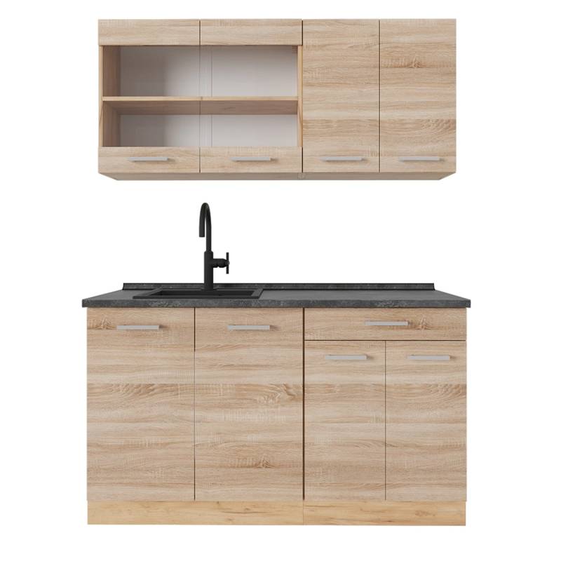 Vicco R-Line Single Küche Sonoma/Goldkraft Eiche 140 cm AP Anthrazit von Vicco