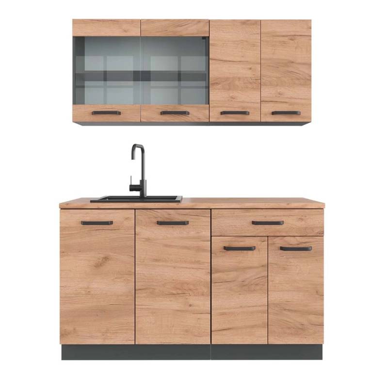 Vicco R-Line SingleKüche Goldkraft Eiche/Anthrazit 140 cm AP Eiche Opt 2 von Vicco